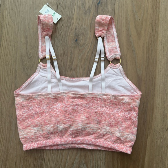 AERIE Seamless Gold Ring Longline Ribbed Bralette Bra in Coral Pink NWT - Picture 9 of 12